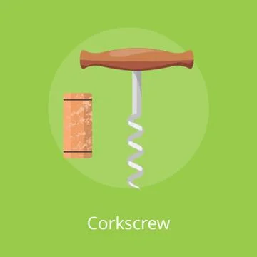 Corkscrew Image on Green on Vector Illustration Stock Illustration