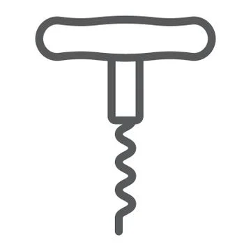 Corkscrew line icon, kitchen and cooking Stock Illustration