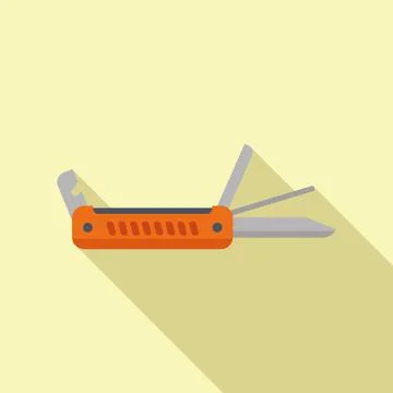 Corkscrew multitool icon flat vector. Army knife Illustrazione stock