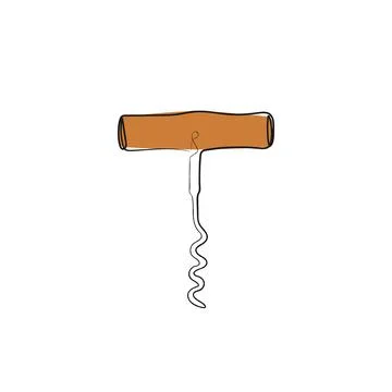 Corkscrew in one continuous line drawing style. Stock Illustration