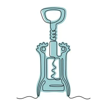 Corkscrew one line colourful vector illustration Stock Illustration