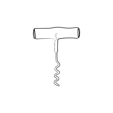 Corkscrew in one line drawing style. Stock Illustration