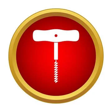 Corkscrew opener icon on red circular button イラスト素材