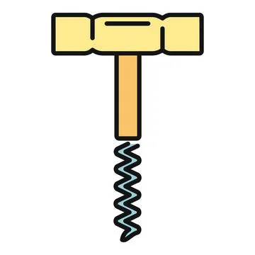 Corkscrew opener tool for wine beverage icon Illustration