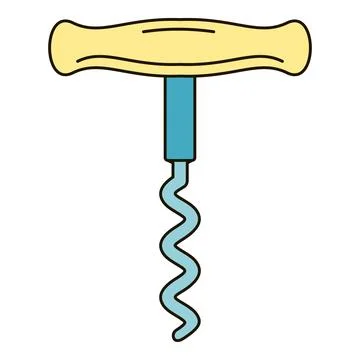Corkscrew opening wine bottle flat vector illustration Stock Illustration