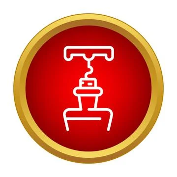 Corkscrew opening wine bottle on red simple glossy button Stock Illustration