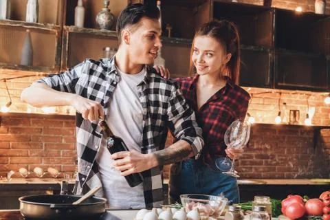 Corkscrew is stuck, romantic dinner is spoiled Stock Photos