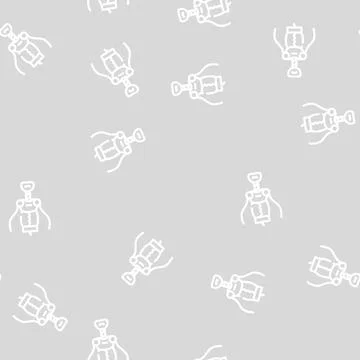 Corkscrew tool line vector seamless pattern Stock Illustration