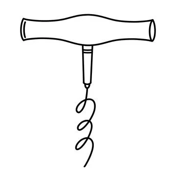 Corkscrew vector icon. Hand-drawn illustration isolated on white background Stock Illustration
