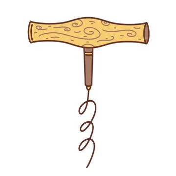 Corkscrew vector icon. Hand drawn color illustration isolated on white Stock Illustration
