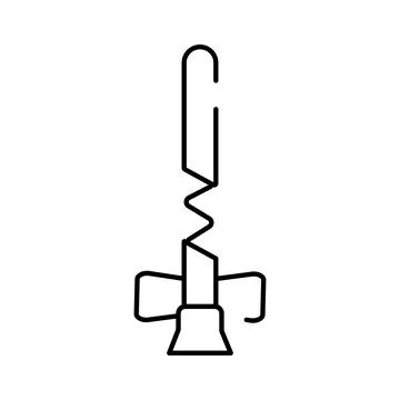 Corkscrew wine bottle opener line art icon Stock Illustration