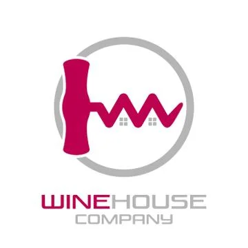 Corkscrew Wine house logo Stock Illustration