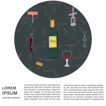 Corkscrews in round shape with text on white background. Stock Illustration