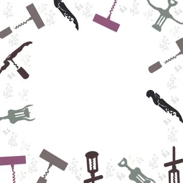Corkscrews silhouette border for text on white background Stock Illustration