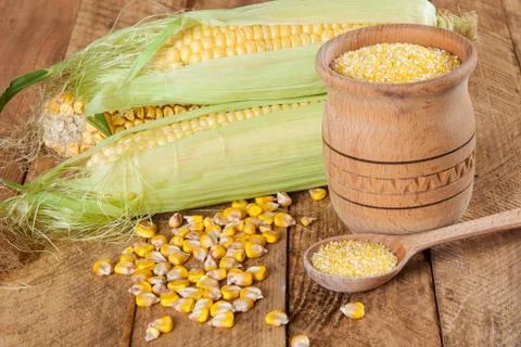 Corn and corn grits Stock Photos