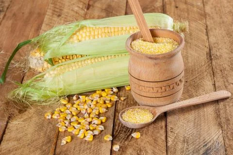 Corn and corn grits Stock Photos