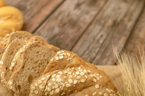 Corn and french breads on the table Stock-Fotos