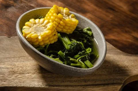 Corn and Greens Side Dish for Healthy Meal Stock Photos