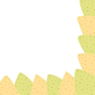 Corn and spinach nachos Corner frame with different tortilla chips Isolated Stock-Illustration