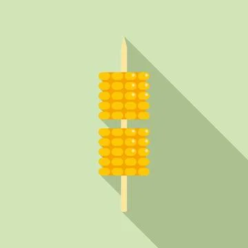 Corn bbq stick icon flat vector. Grill food Illustrazione stock