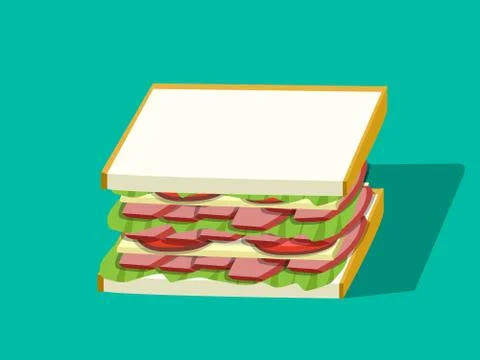 Corn beef sandwich in vector design, perspective Stock Illustration