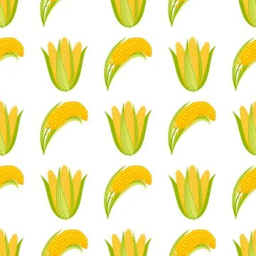 Corn begetable cobs vector illustration seamless pattern. Healthy grain maize Stock Illustration