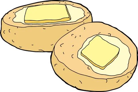 Corn bread with butter Stock Illustration