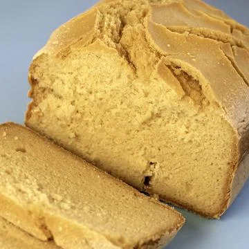 Corn bread. Homemade cornmeal bread on a blue background .Top view Stock Photos