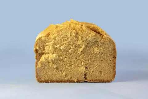 Corn bread. Homemade cornmeal bread on a blue background .Top view Stock Photos