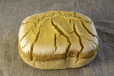 Corn bread. Homemade cornmeal bread .Top view Stock Photos