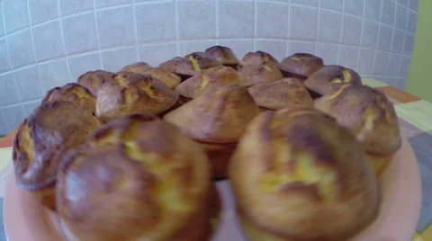 Corn Bread Muffins Golden Brown and Ready to Eat Stock Footage 68582283