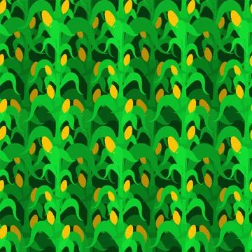 Corn bush pattern seamless. Cornfield background. Baby fabric texture Stock Illustration