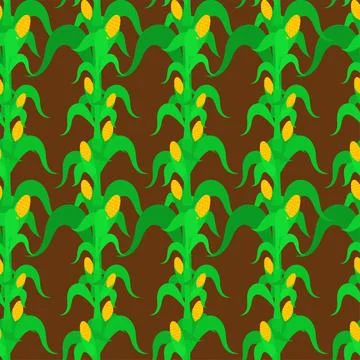 Corn bush pattern seamless. Cornfield background. Baby fabric texture Stock Illustration
