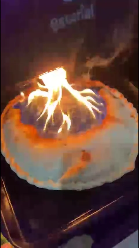 Corn Cake Catches Fire in the Oven - 21 Aug 2025 Stock Footage 315250135