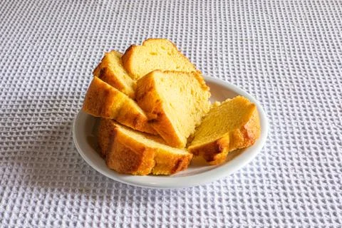 Corn cake with cornmeal on breakfast table Stock Photos