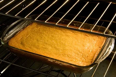 Corn Cake or Bread in Oven Stock Photos