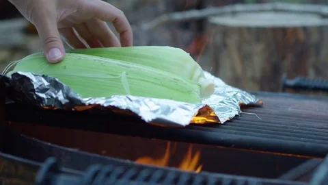 Corn On Campfire Camping 4k Stock Footage 79666821