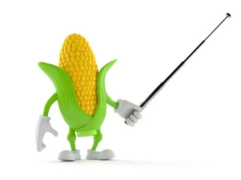 Corn character aiming with pointer stick Stock Illustration