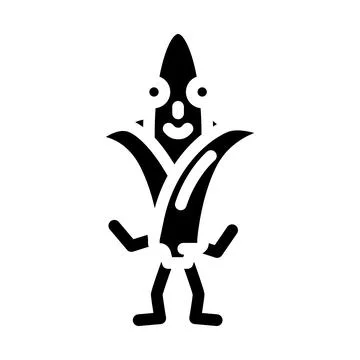 Corn character glyph icon vector illustration Stock Illustration