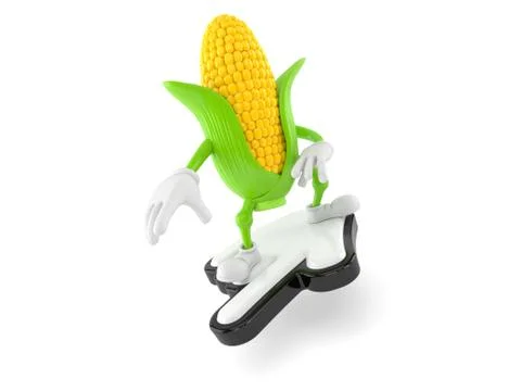Corn character surfing on cursor Illustrazione stock