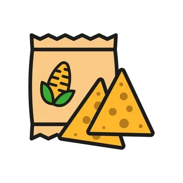 Corn chips food beverage icon vector basic design simple and modern Stock Illustration