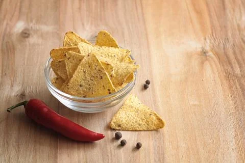 Corn chips in the jar. Traditional snack for beer Mexican nachos Stock Photos
