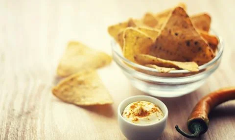 Corn chips in the jar. Traditional snack for beer Mexican nachos Stock Photos
