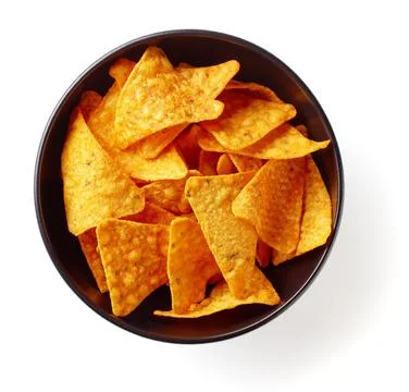 Corn chips nachos isolated on white, from above Stock Photos