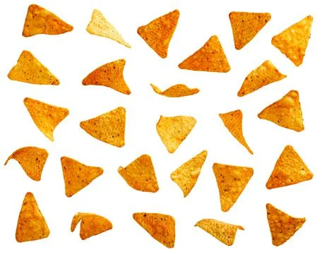 Corn chips nachos isolated on white background Stock Photos