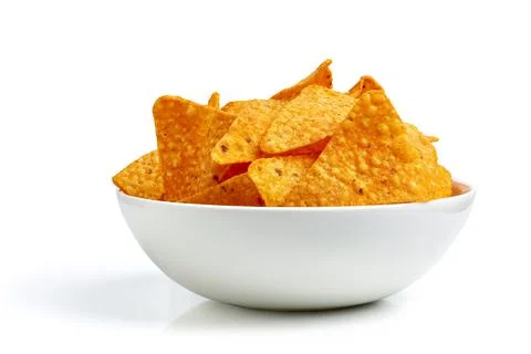 Corn chips nachos isolated on white Stock Photos