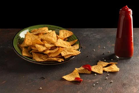 Corn chips with pepper and salt Stock Photos