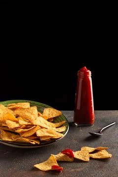 Corn chips with pepper and salt Stock Photos