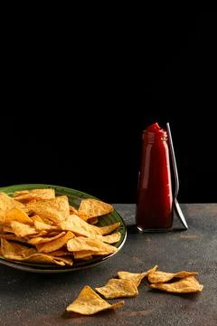 Corn chips with pepper and salt Foto stock