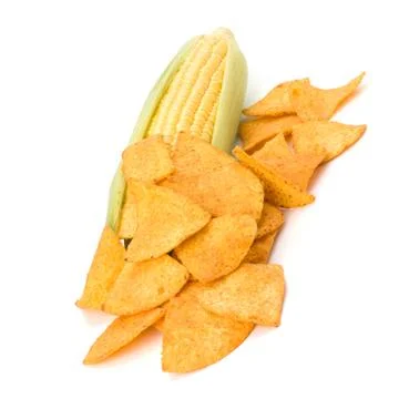 Corn cob and corn chips Stock Photos